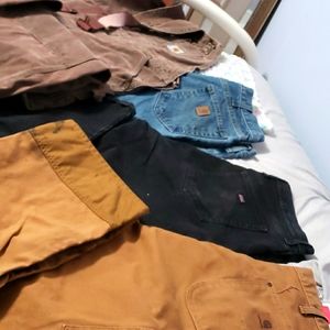4 pairs of used WORK pAntssome are stained some ar
